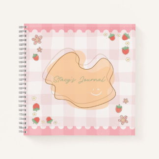 Cute Strawberry Checkered Personalized Journal