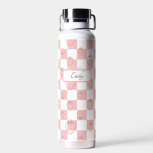cute strawberry chequerboard pattern  water bottle