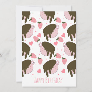 Cute Strawberry Chocolate Dripping Coffee Hearts  Invitation