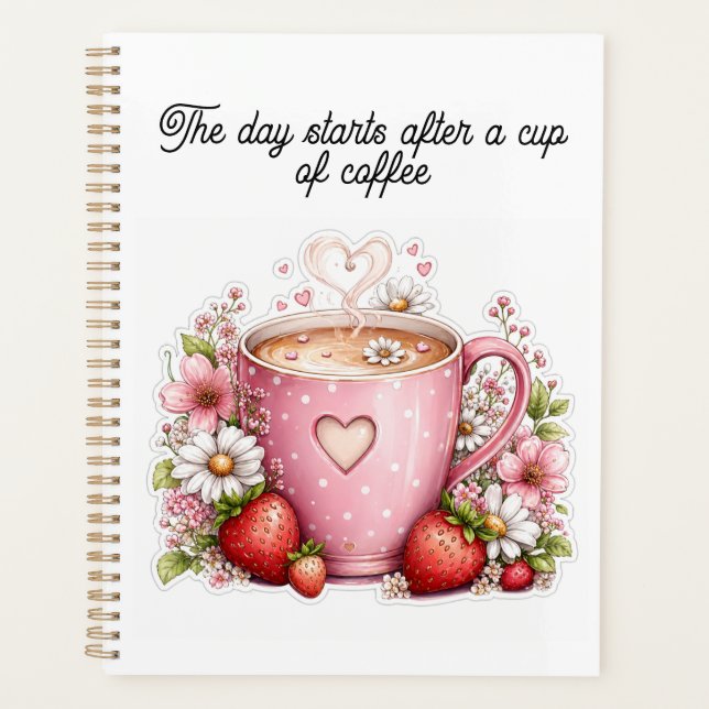Cute Strawberry Coffee planner Design  (Front)