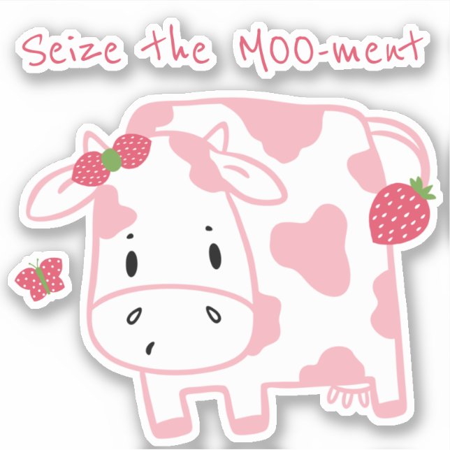 Cute Strawberry Cow | Seize the Moo-ment Vinyl (Front)