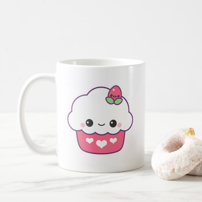 Cute Strawberry Cupcake Coffee Mug (With Donut)