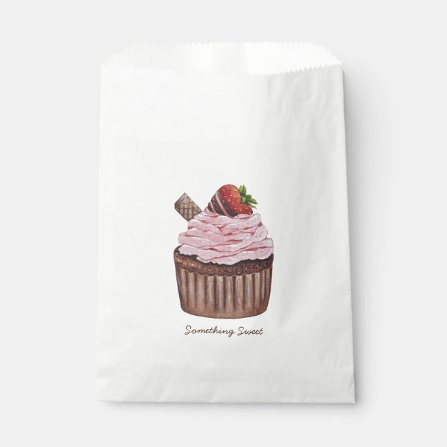 Cute Strawberry Cupcake  In Watercolor  Favour Bag (Front)