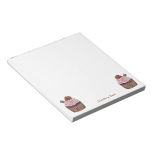Cute Strawberry Cupcake  In Watercolor   Notepad