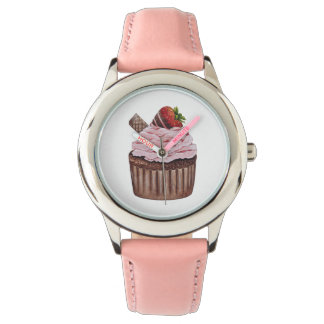 Cute Strawberry Cupcake  In Watercolor  Watch