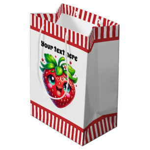 Cute strawberry  customizable baby shower  medium gift bag