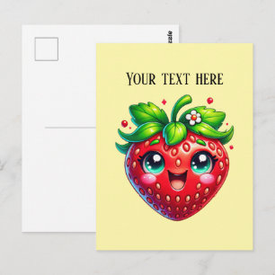 Cute strawberry customizable fruit  postcard