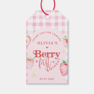 Cute Strawberry Daisy Berry First Photo Brithday Gift Tags
