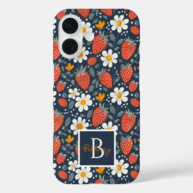 Cute Strawberry Design with custom Name   Case-Mate iPhone Case (Back)