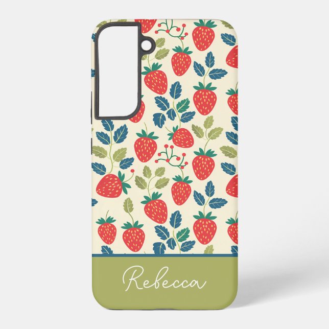 Cute Strawberry Design with custom Name   Samsung Galaxy S22+ Case (Back)