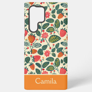Cute Strawberry Design with custom Name   Samsung Galaxy Case