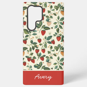 Cute Strawberry Design with custom Name   Samsung Galaxy Case