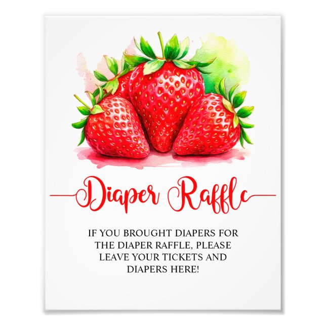 Cute Strawberry Diaper Raffle Sign (Front)