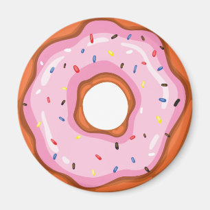 Cute Strawberry Dipped Sprinkles Doughnuts. Magnet