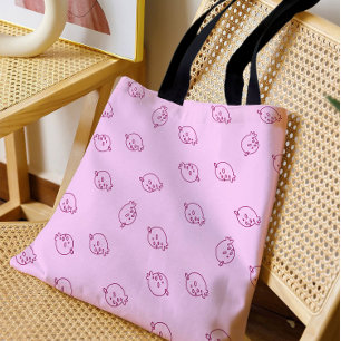 Cute Strawberry Doodles – Minimal Kawaii Pattern Tote Bag