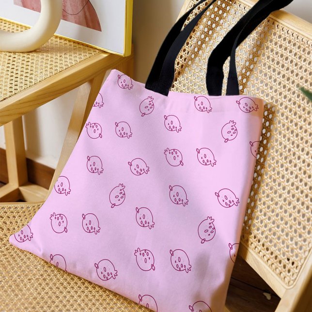 Cute Strawberry Doodles – Minimal Kawaii Pattern Tote Bag (Creator Uploaded)