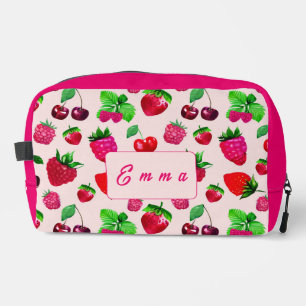Cute Strawberry Fruit Pattern Custom Name Dopp Kit