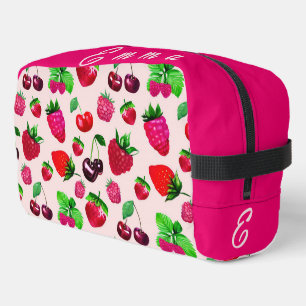 Cute Strawberry Fruit Pattern Custom Name Dopp Kit