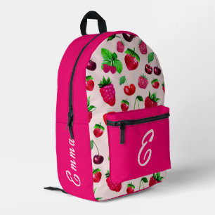 Cute Strawberry Fruit Pattern Custom Name Printed Backpack