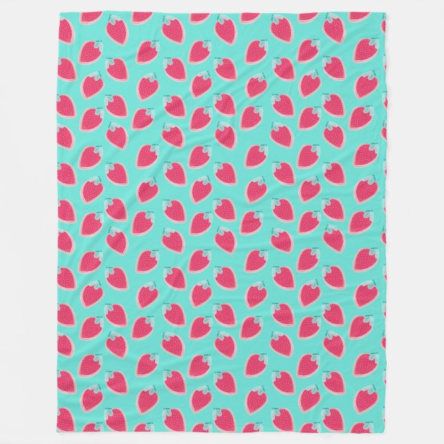Cute Strawberry Fruit Pattern Fleece Blanket (Front)