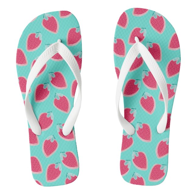 Cute Strawberry Fruit Pattern Flip Flops (Footbed)