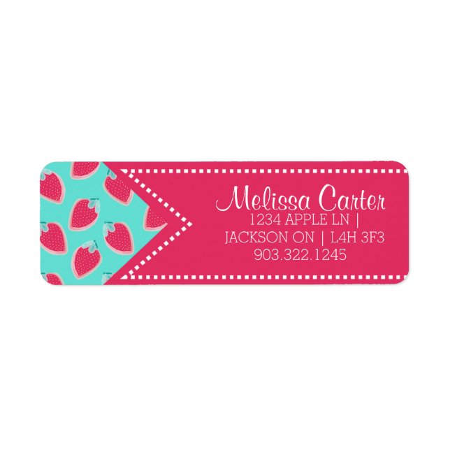 Cute Strawberry Fruit Pattern Name & Address (Front)