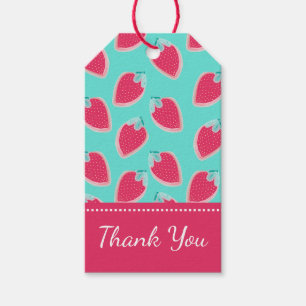 Cute Strawberry Fruit Pattern Thank You Gift Tags