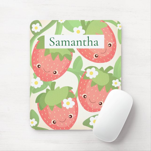 Cute Strawberry Garden  Mouse Pad (With Mouse)