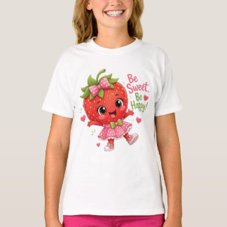 Cute Strawberry Girl - Be Sweet Be Happy T-Shirt