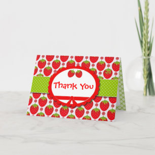 Cute Strawberry Girly & Personalized Thank You Card