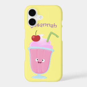 Cute strawberry ice cream sundae cartoon
