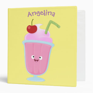 Cute strawberry ice cream sundae cartoon binder