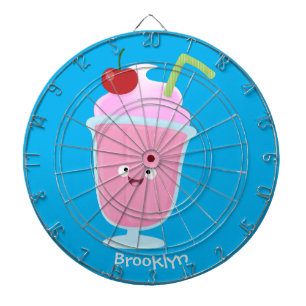 Cute strawberry ice cream sundae cartoon dartboard