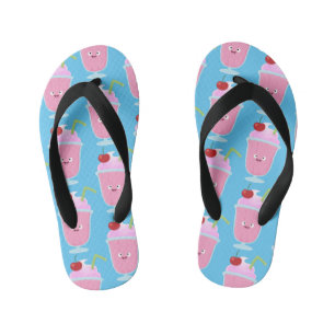 Cute strawberry ice cream sundae cartoon kid's flip flops