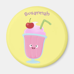 Cute strawberry ice cream sundae cartoon magnet
