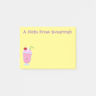 Cute strawberry ice cream sundae cartoon post-it notes