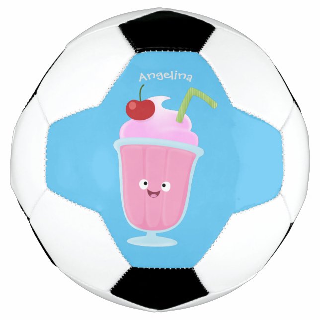 Cute strawberry ice cream sundae cartoon soccer ball (Front)