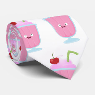 Cute strawberry ice cream sundae cartoon tie