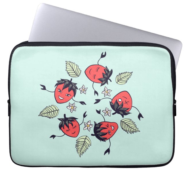 Cute Strawberry Kawaii Fruit Laptop Sleeve (Front)