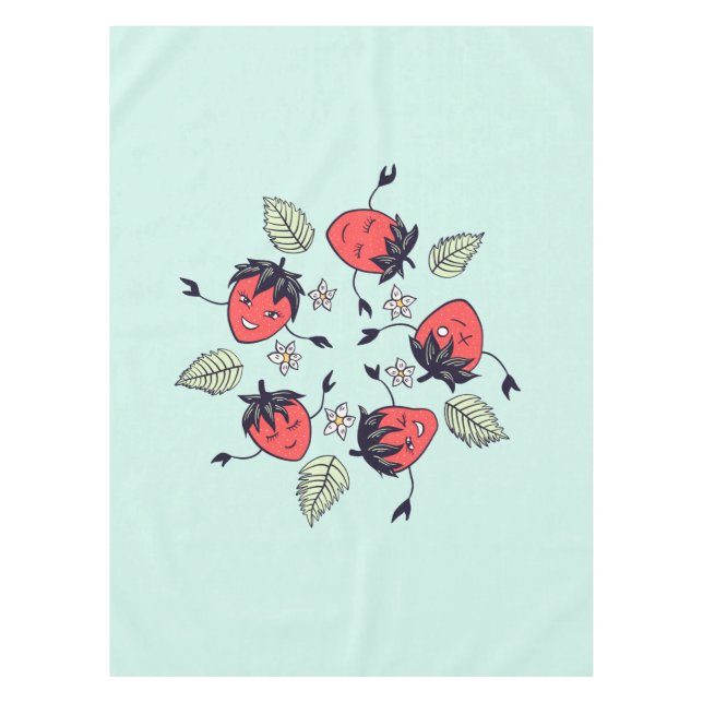 Cute Strawberry Kawaii Fruit Tablecloth (Front)