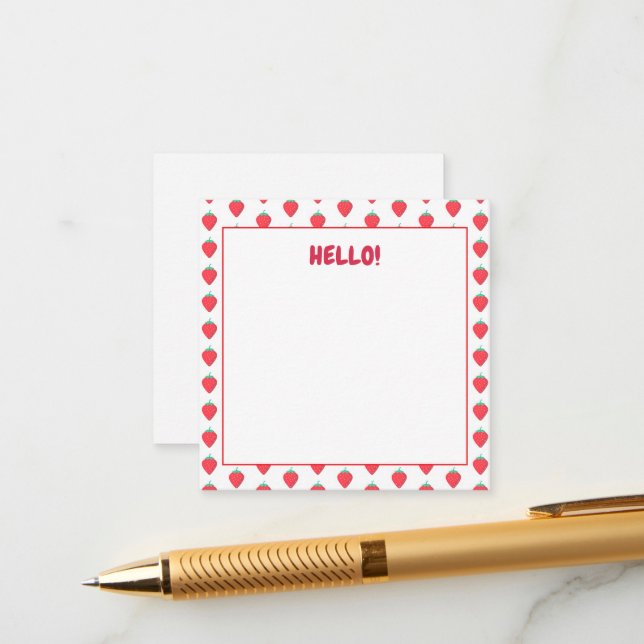 Cute Strawberry Kawaii Lover Aesthetic Pattern Enclosure Card (Front/Back In Situ)