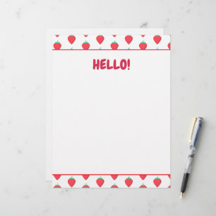Cute Strawberry Kawaii Lover Aesthetic Pattern Letterhead