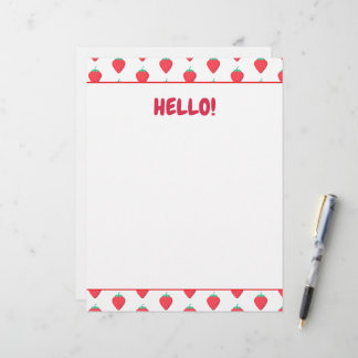 Cute Strawberry Kawaii Lover Aesthetic Pattern Letterhead