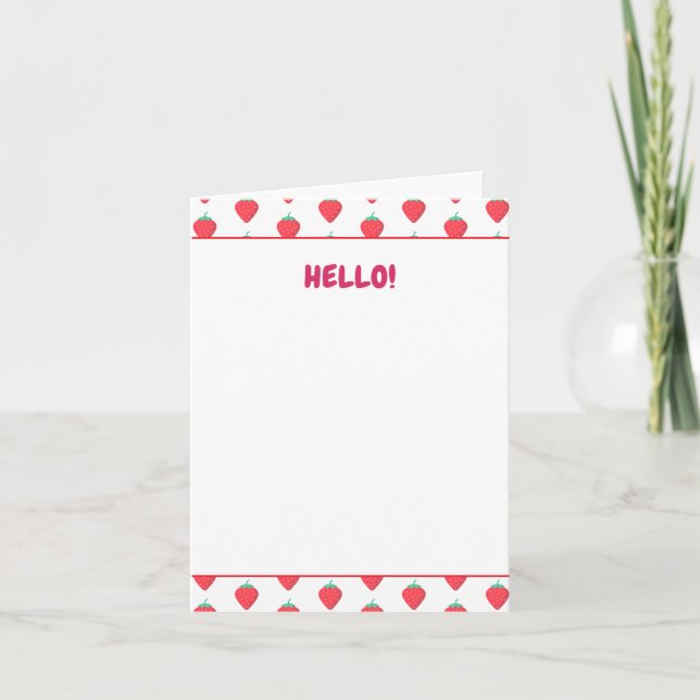 Cute Strawberry Kawaii Lover Aesthetic Pattern Note Card (Front)