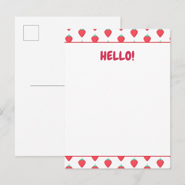 Cute Strawberry Kawaii Lover Aesthetic Pattern Postcard (Front/Back)