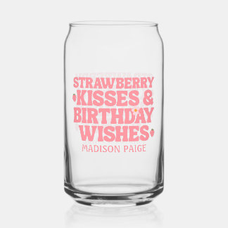 Cute Strawberry Kisses Birthday Wishes Pink Girls