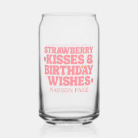 Cute Strawberry Kisses Birthday Wishes Pink Girls