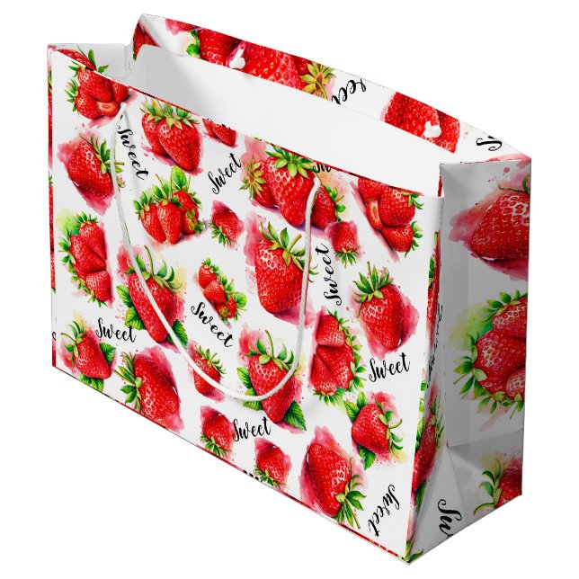 Cute Strawberry  Large Gift Bag (Back Angled)