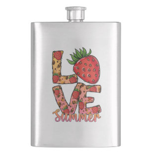 Cute Strawberry Love Summer   Summer Vibes Hip Flask
