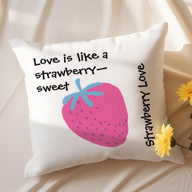 Cute Strawberry Love – Valentine’s Day  Throw Pillow (Creator Uploaded)